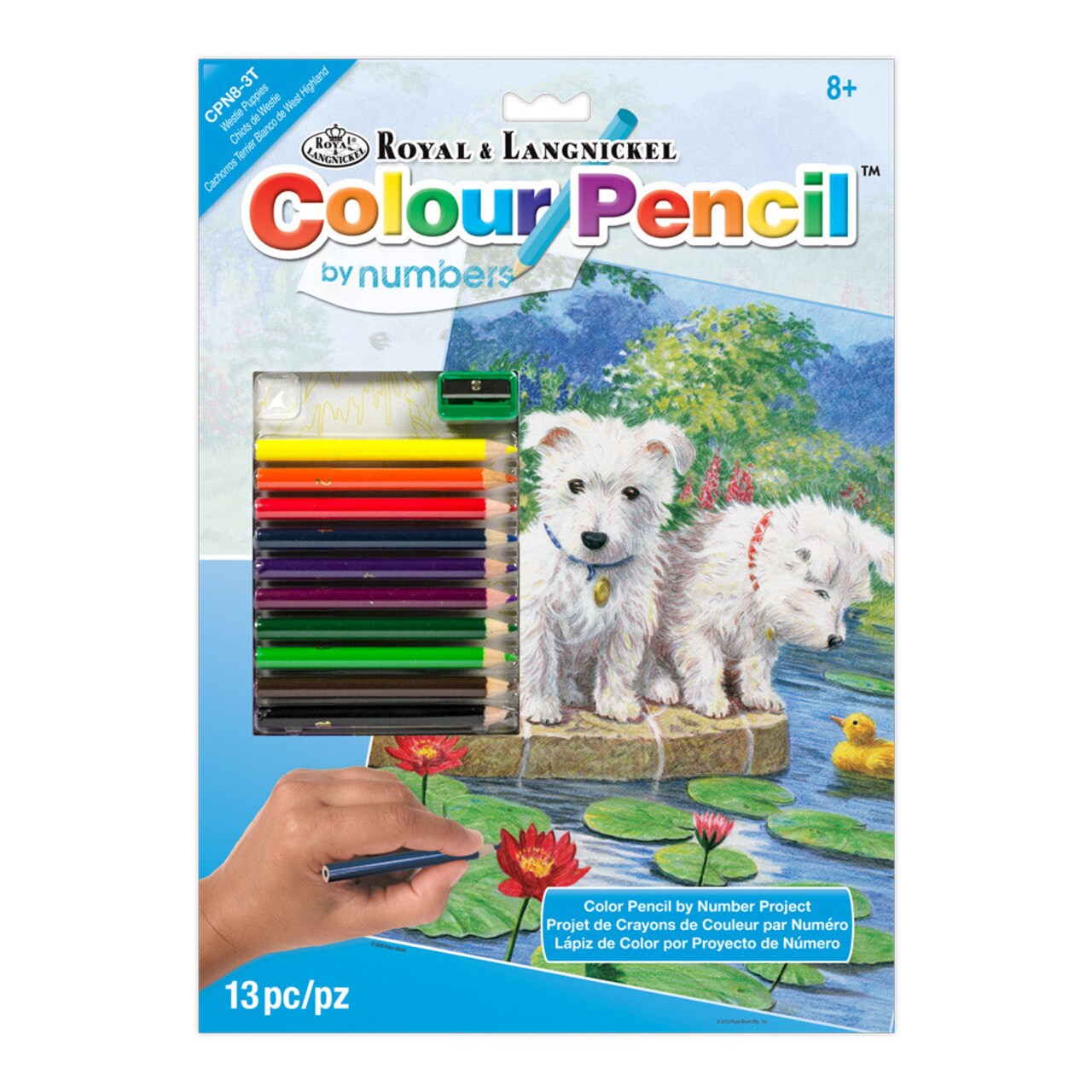 CPN8 | Colour Pencil by numbers™ 13pc 8.75" x 11.75" Westie Puppies Project